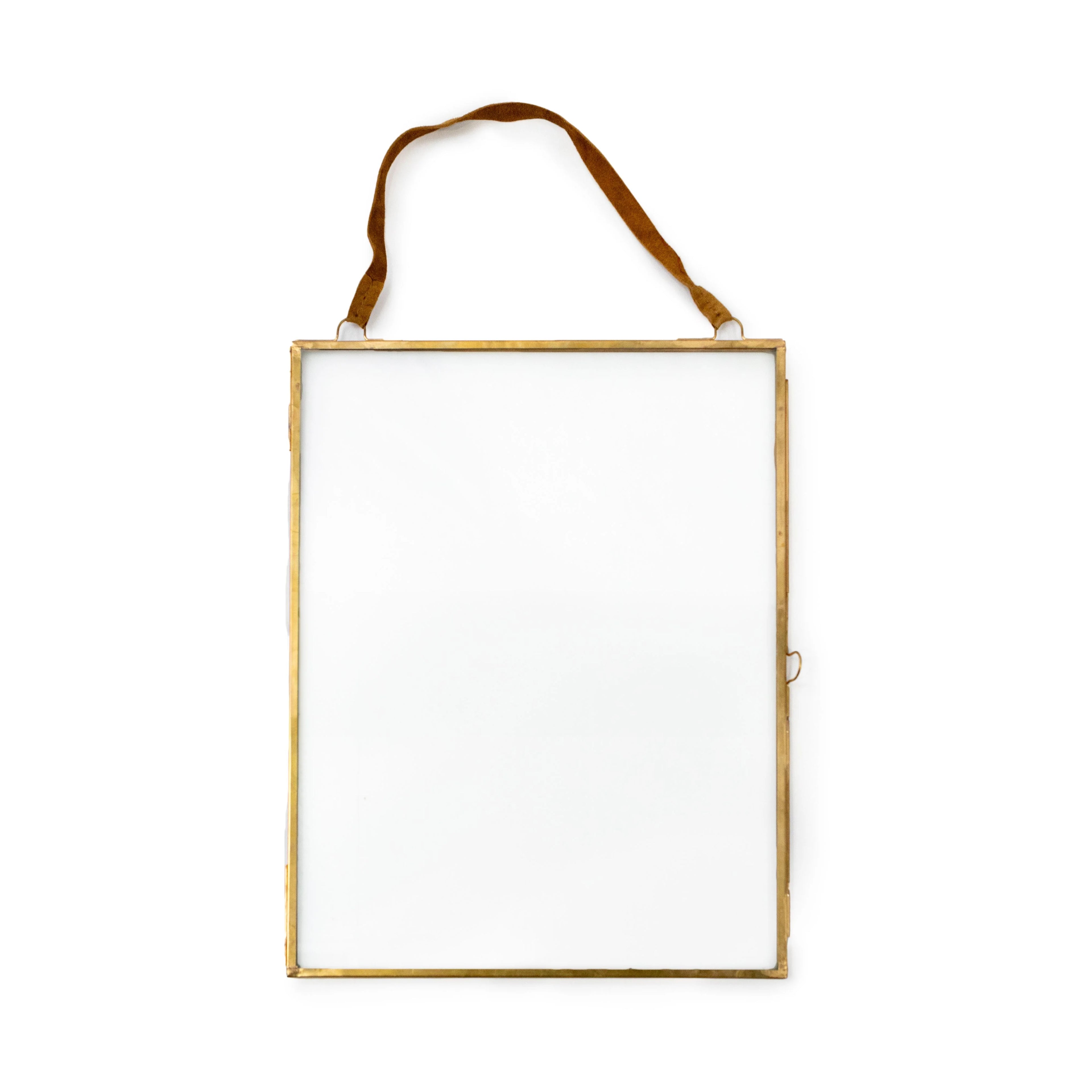 Glass & Metal Wall Hanging Picture Frame | Brass - 14.25” x 19”