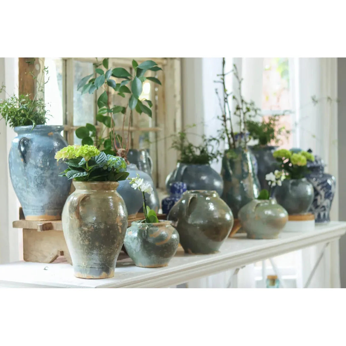 Found Confit Pot | Assorted Blues + Greens + Golds