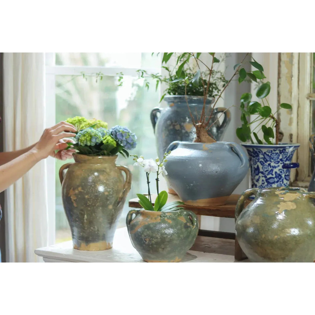 Found Amphora Pot | Assorted Blues + Greens