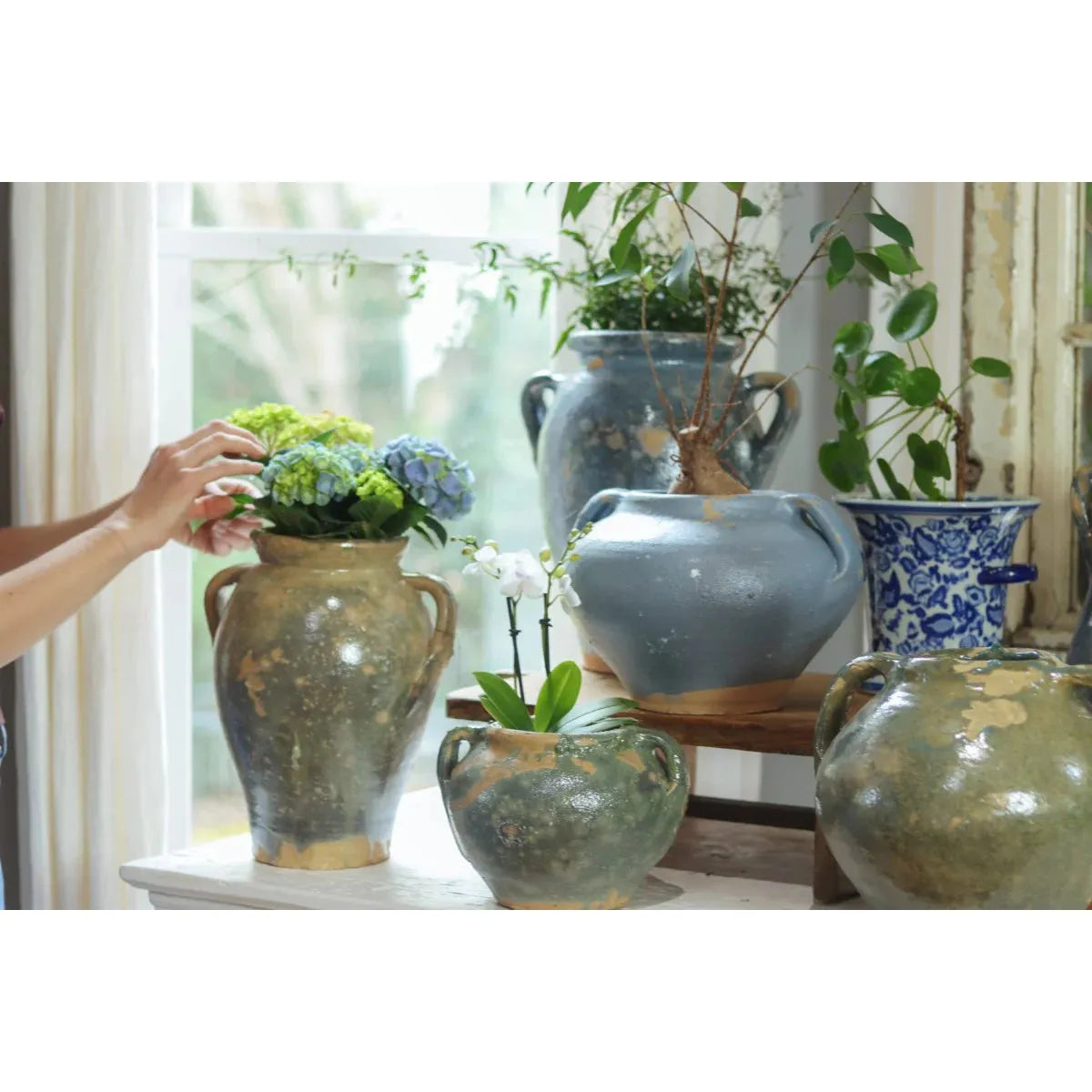 Found Amphora Pot | Assorted Blues + Greens