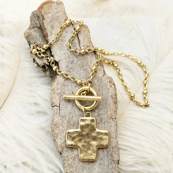 Life In Balance Cross Toggle Necklace