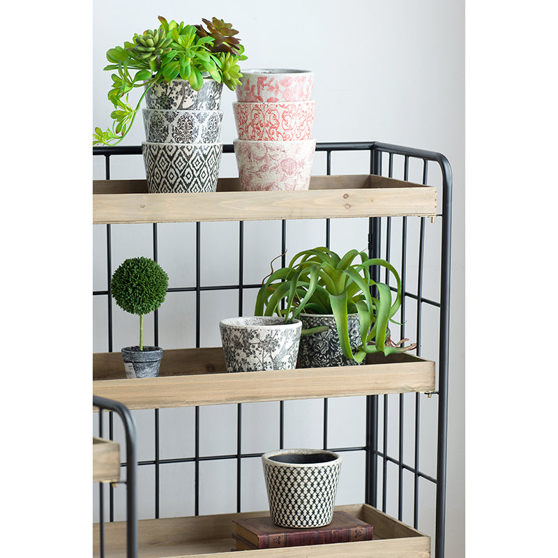 Black & White Floral Terracotta Planter | Style II