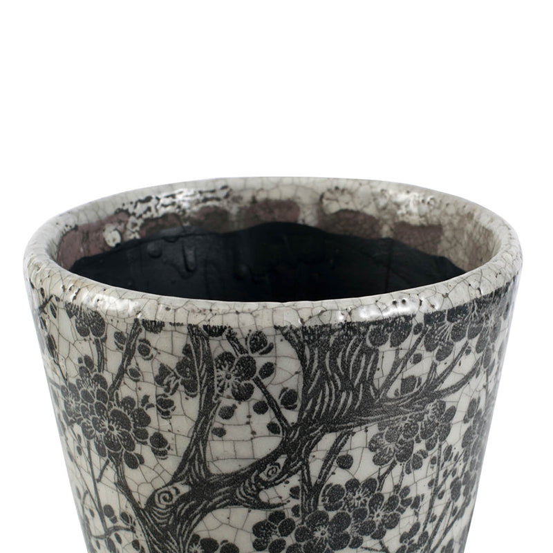 Black & White Floral Terracotta Planter | Style II