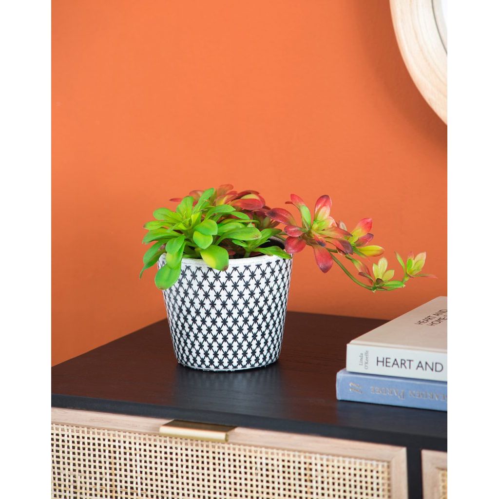 Black & White Floral Terracotta Planter | Style II