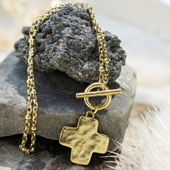Life In Balance Cross Toggle Necklace