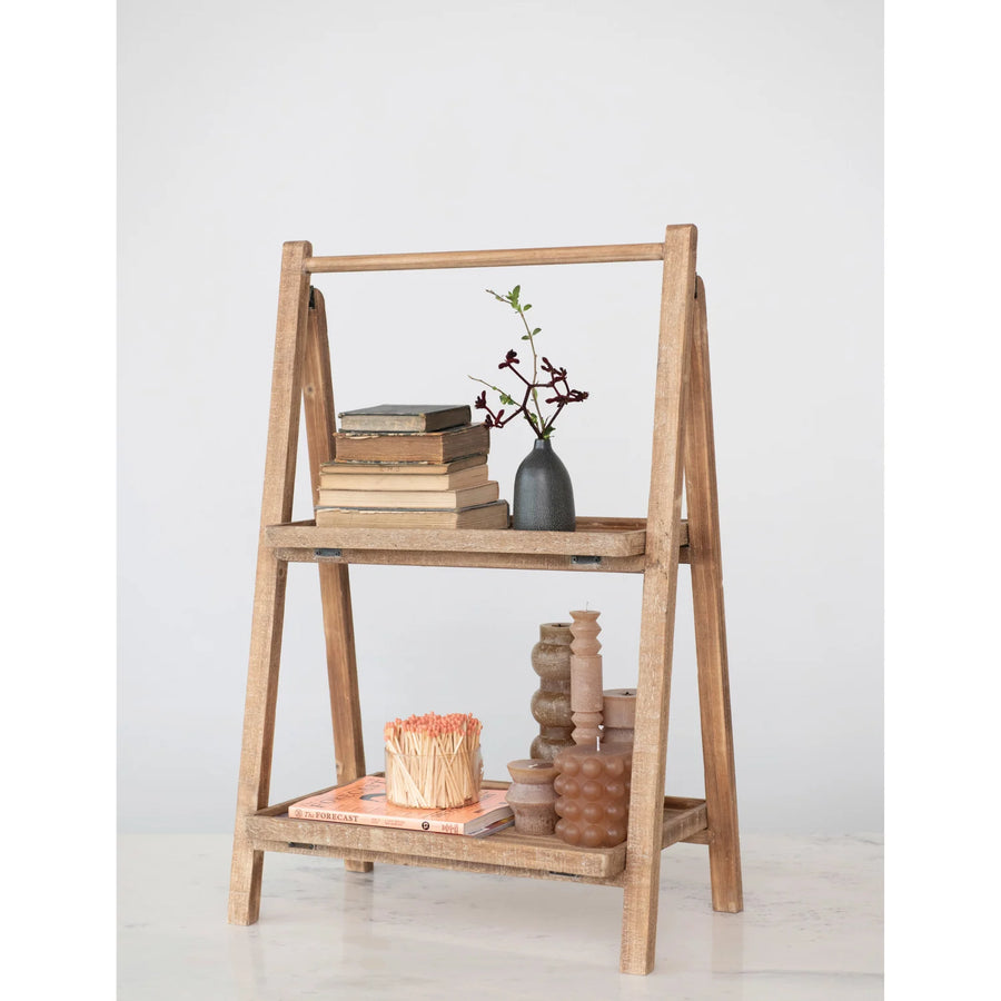 2-Tier Wood Folding Stand | Natural