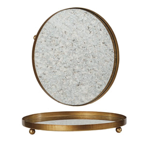 Round Mirrored Footed Tray