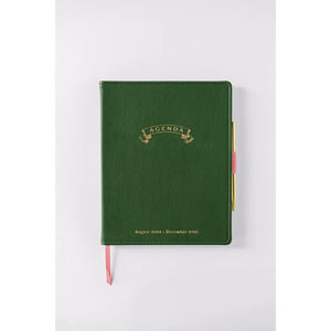 2025 Banner Agenda 17-Month Weekly Vegan Leather Bound Planner | Forest Green