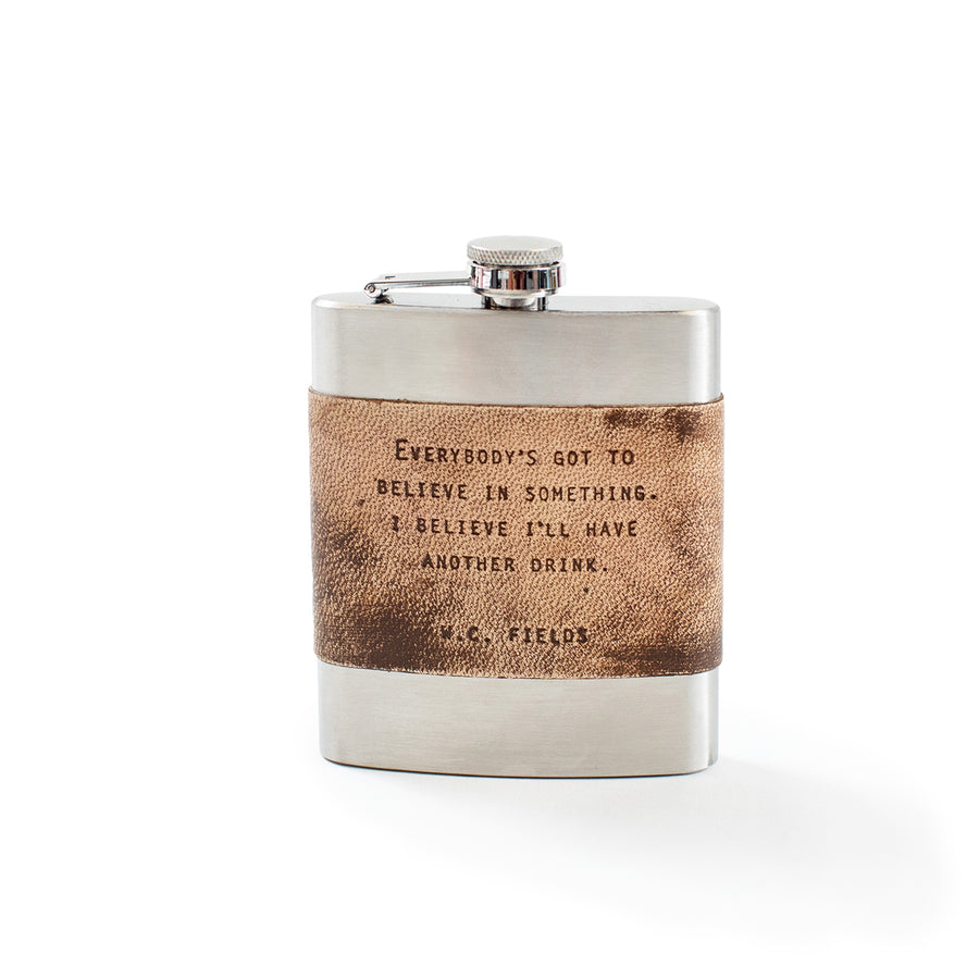 Brown Leather Quote Flasks - 1st Edition