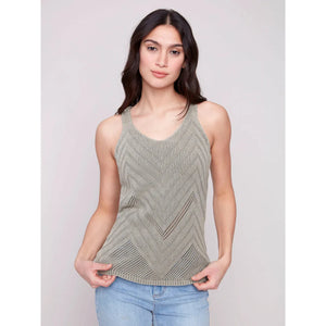 Chevron Pointelle Knit Camisole | Celadon