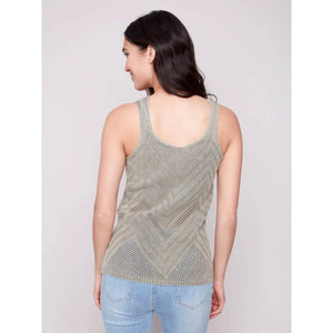 Chevron Pointelle Knit Camisole | Celadon