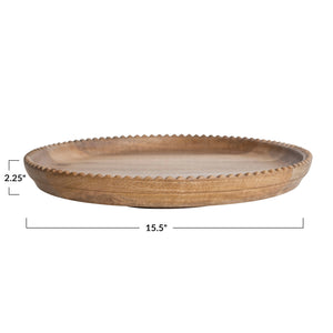 Wood Lazy Susan w/Scalloped Edge