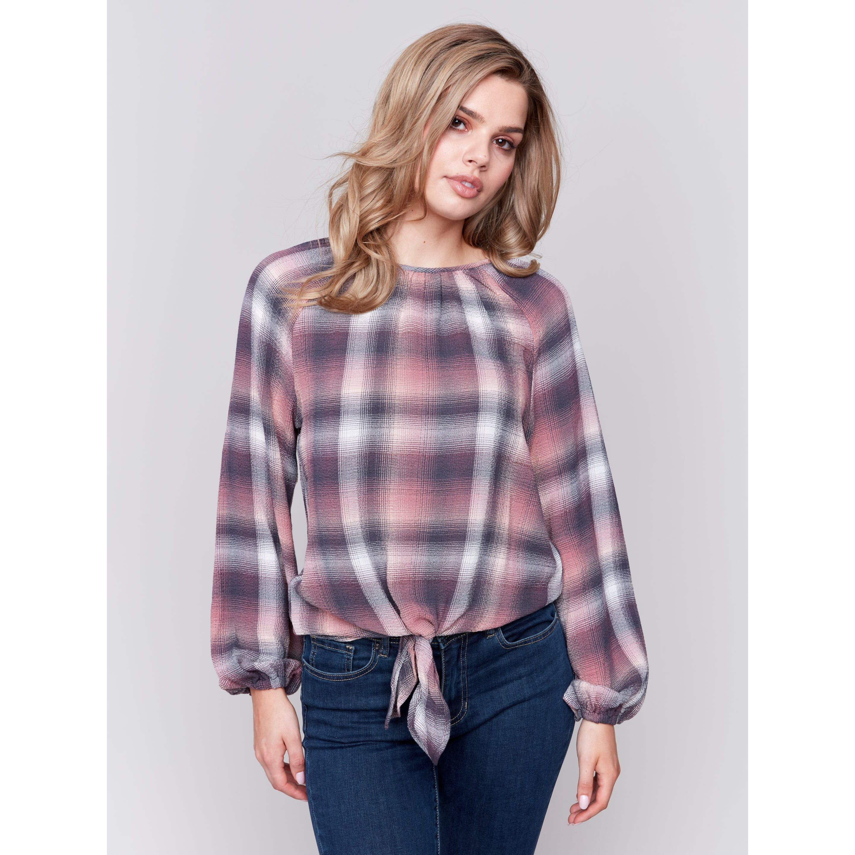 Long-Sleeve Tie-Front Blouse - Quartz