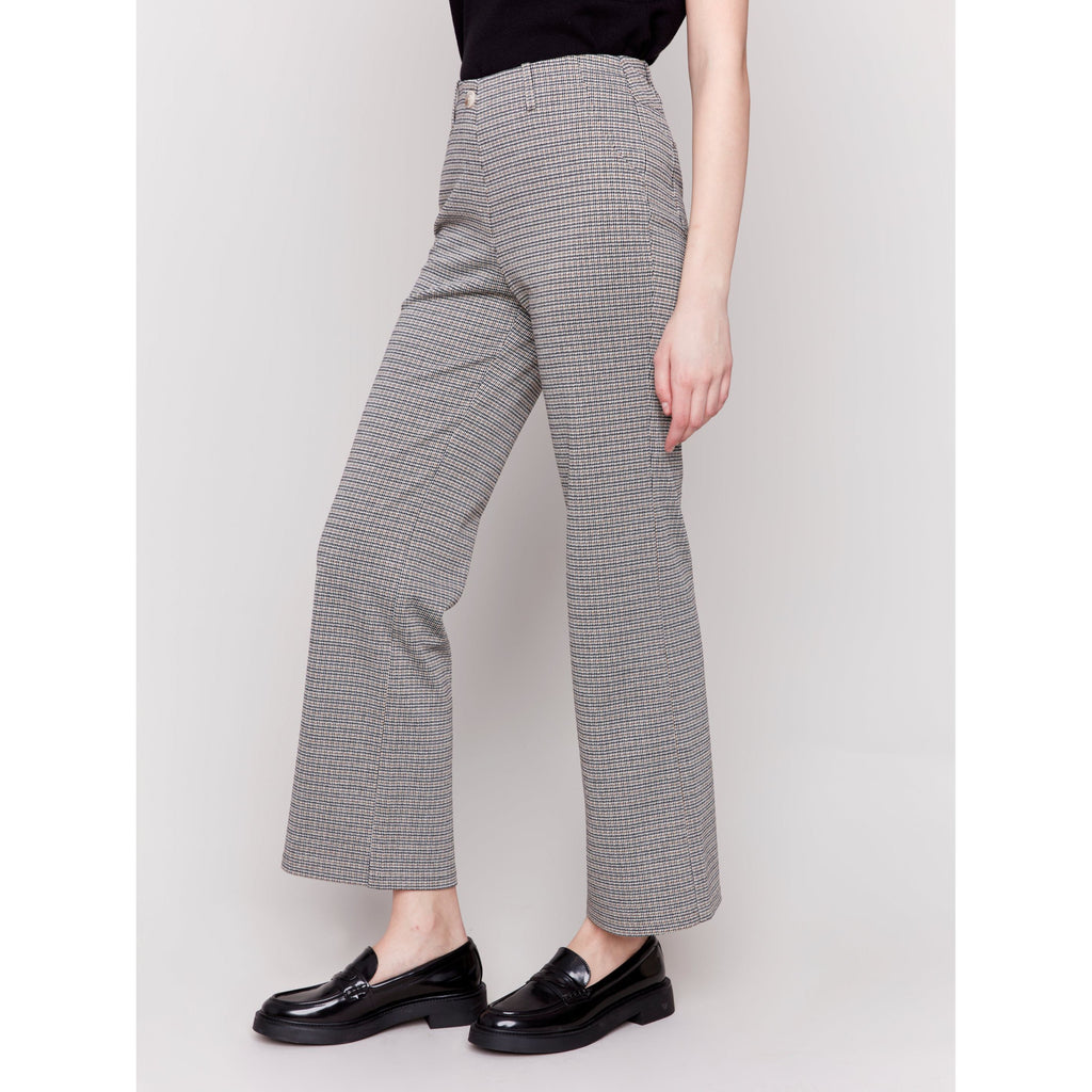 Flare Leg Plaid Knit Pant