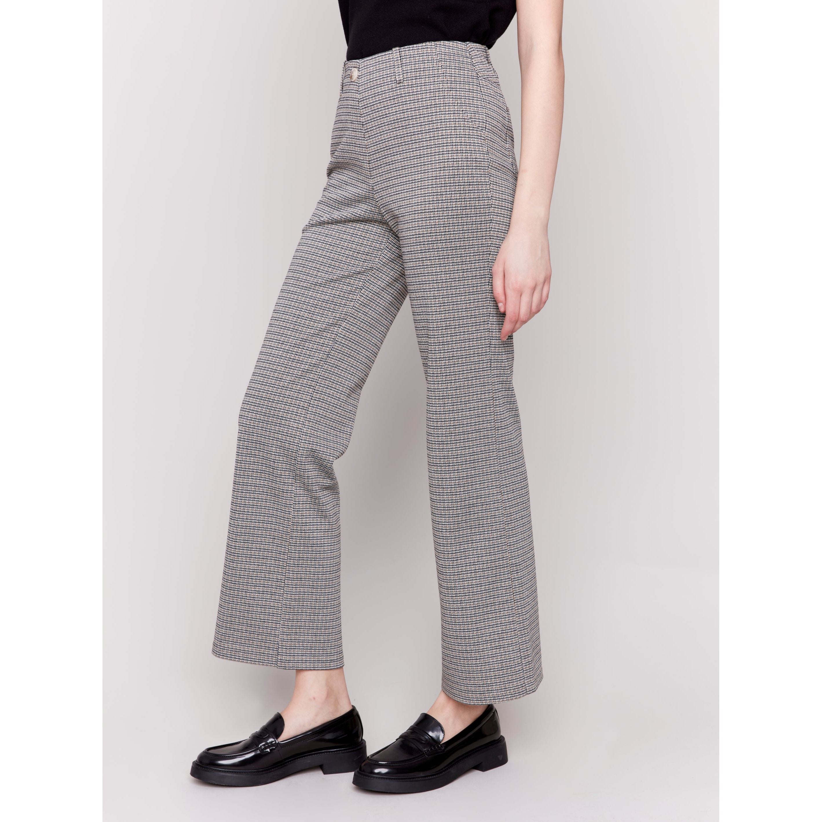 Flare Leg Plaid Knit Pant