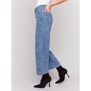 Cropped Flare Leg Front Patch Pocket Pant