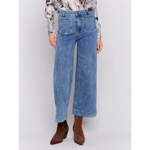 Cropped Flare Leg Front Patch Pocket Pant