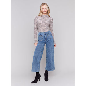 Cropped Flare Leg Front Patch Pocket Pant