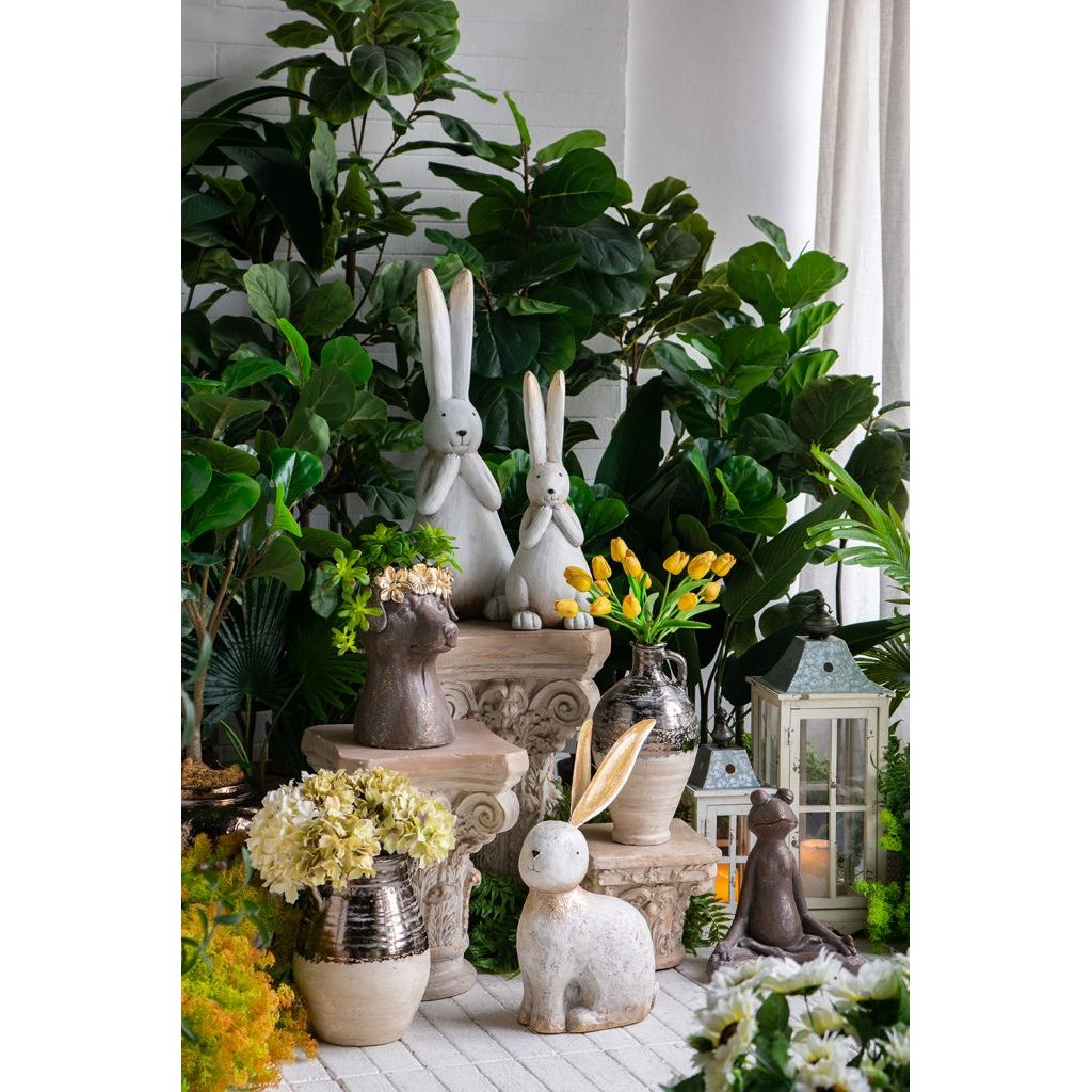Terracotta Jug Vase w/Metallic Bronze & Natural Tan Finish