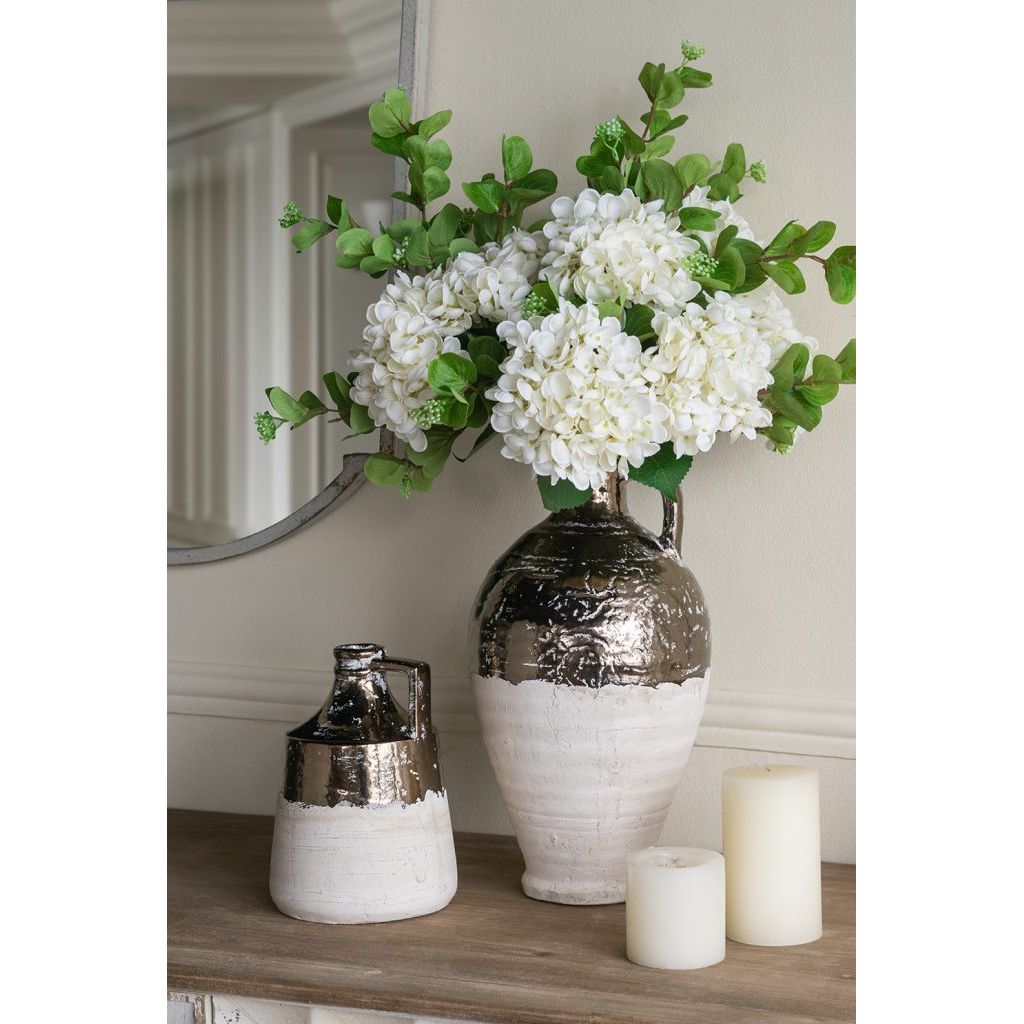 Terracotta Jug Vase w/Metallic Bronze & Natural Tan Finish