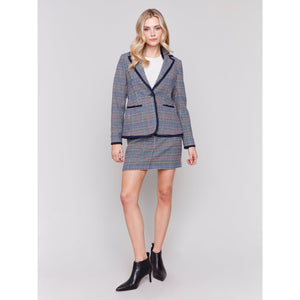 Woven Plaid Hoodie Blazer