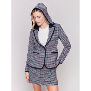 Woven Plaid Hoodie Blazer