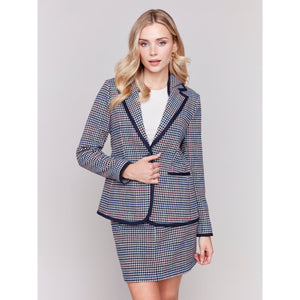 Woven Plaid Hoodie Blazer