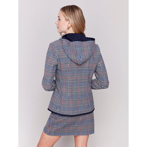 Woven Plaid Hoodie Blazer