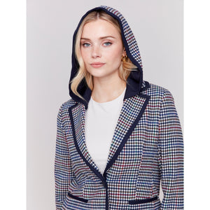 Woven Plaid Hoodie Blazer