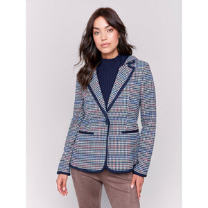 Woven Plaid Hoodie Blazer