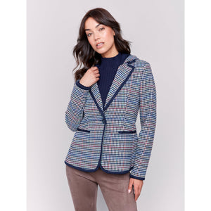 Woven Plaid Hoodie Blazer