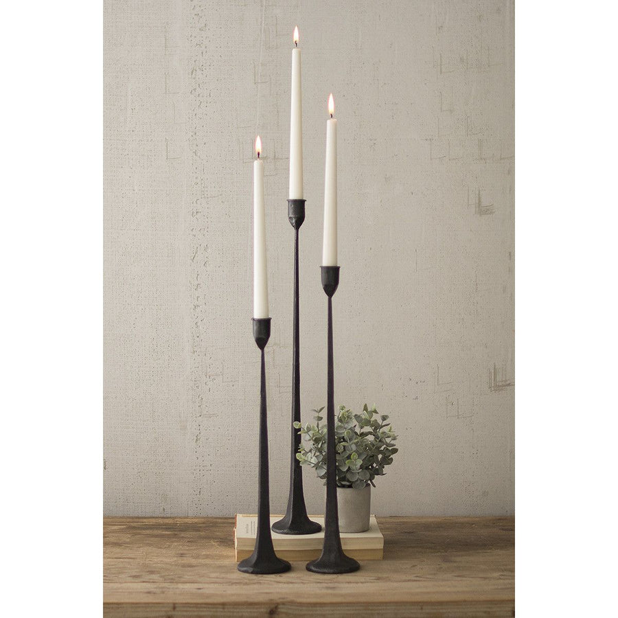 S/3 Tall Cast Iron Taper Candle Holders