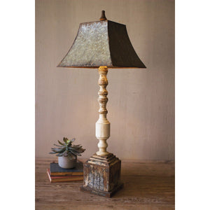 Tall Turned Banister Lamp w/Metal Shade