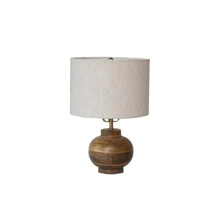 Wood Table Lamp w/Cotton Shade | Natural