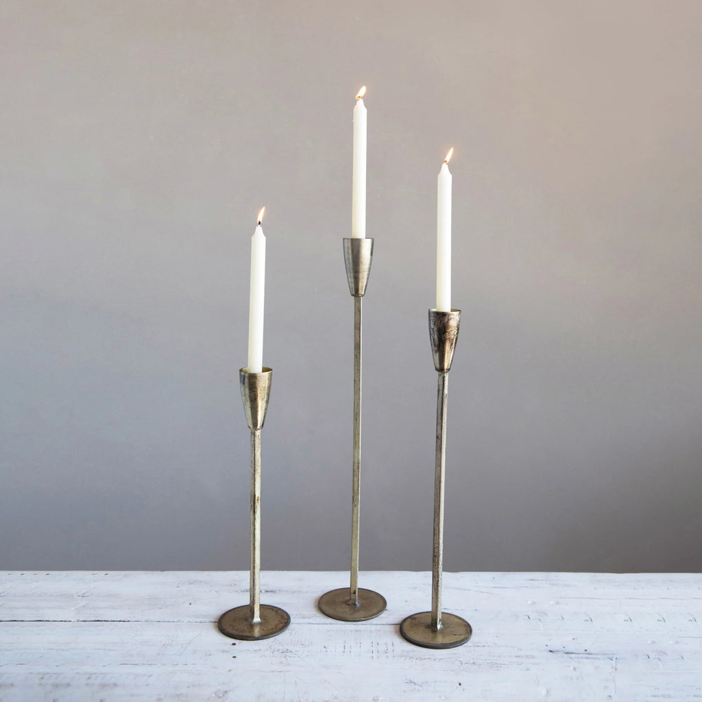 Metal Taper Holders w/Antique Finish | Individual