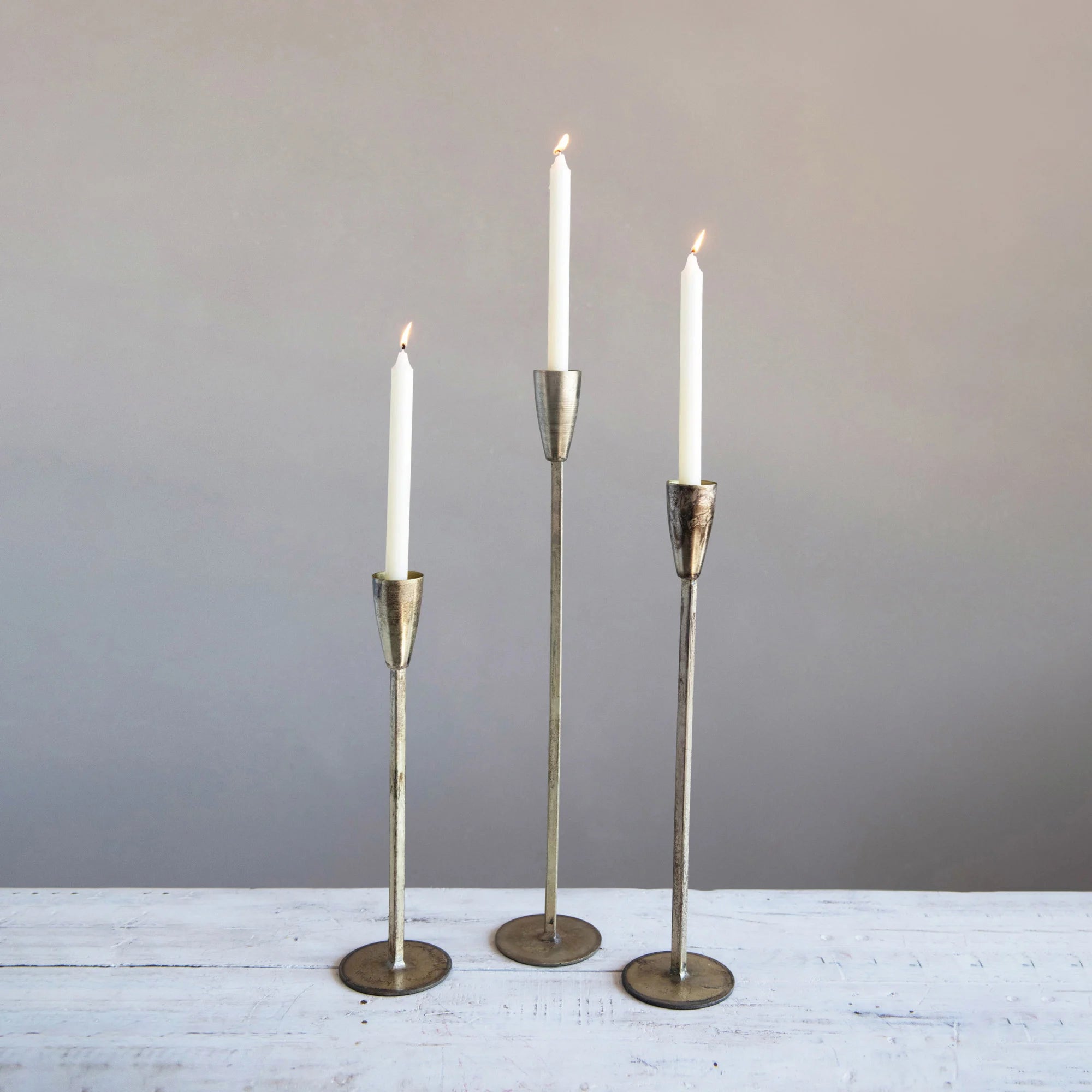 Metal Taper Holders w/Antique Finish | Individual