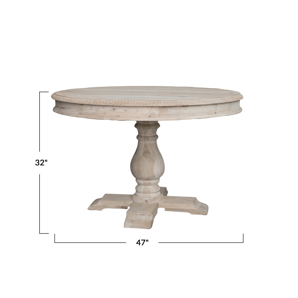 Carved Mango Wood Round Table