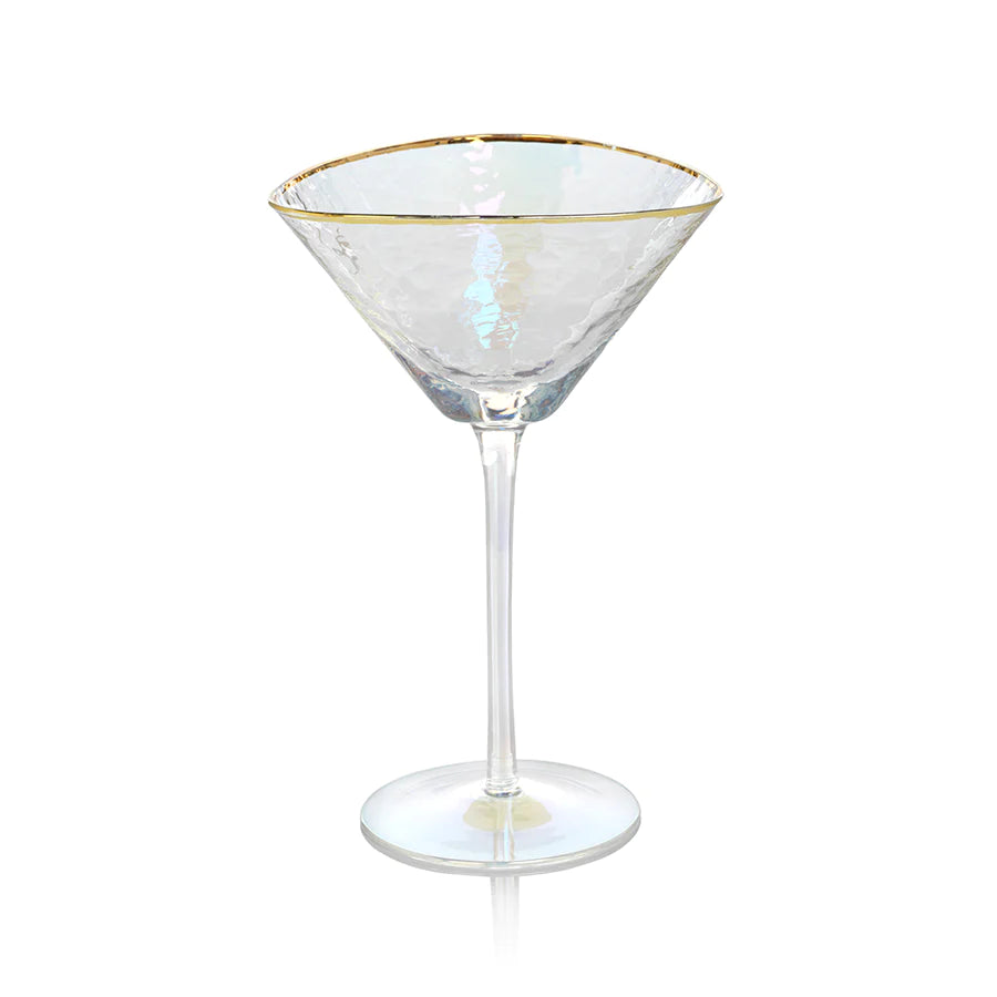 Aperitivo Triangular Barware Glasses - Clear w/Gold Rim & Luster