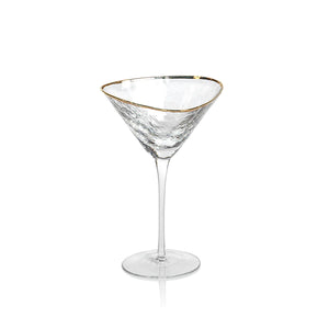 Aperitivo Triangular Barware Glasses - Clear w/Gold Rim & Luster