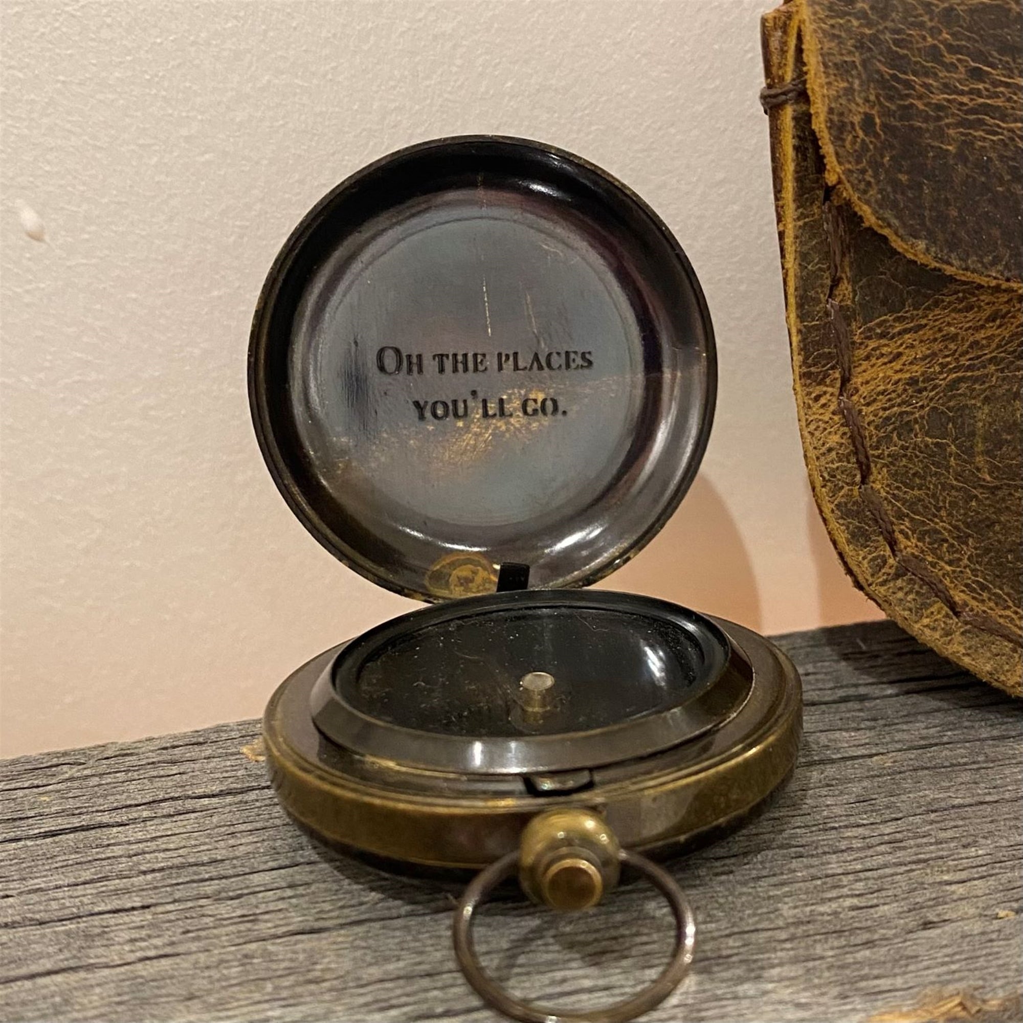 Vintage Style Compass w/Leather Pouch
