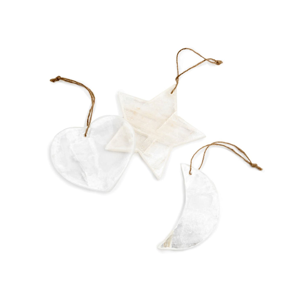 Hanging Selenite Heart on Jute
