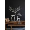 S/2 White Cast Aluminum Deer Sculptures