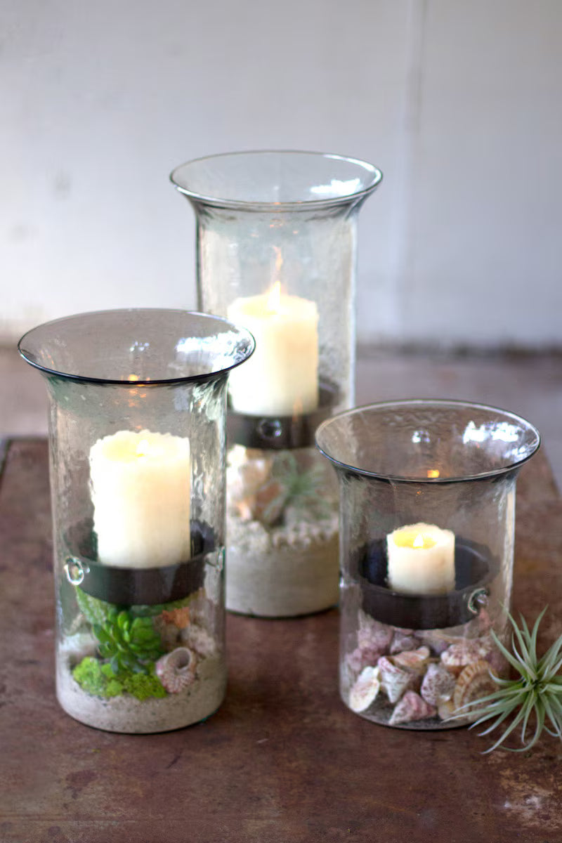 Original Glass Candle Cylinder w/Rustic Insert