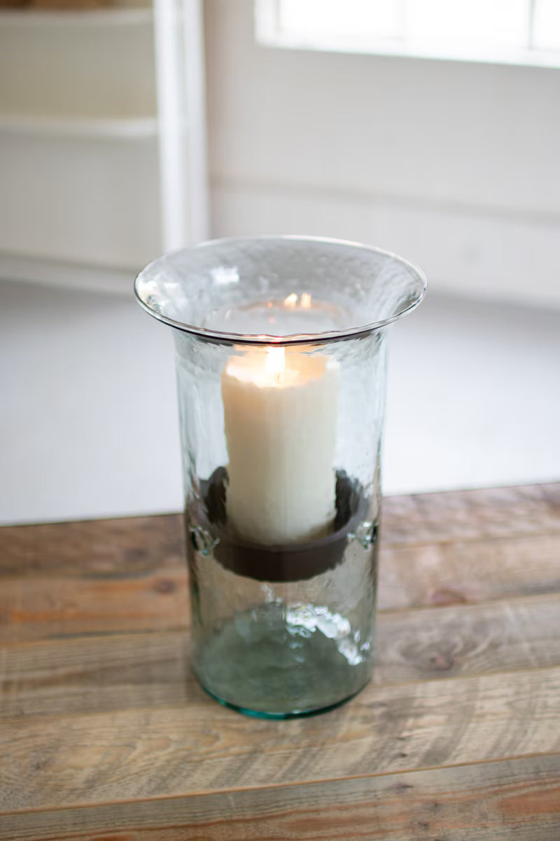Original Glass Candle Cylinder w/Rustic Insert