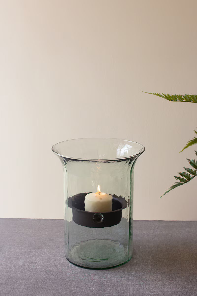 Original Glass Candle Cylinder w/Rustic Insert