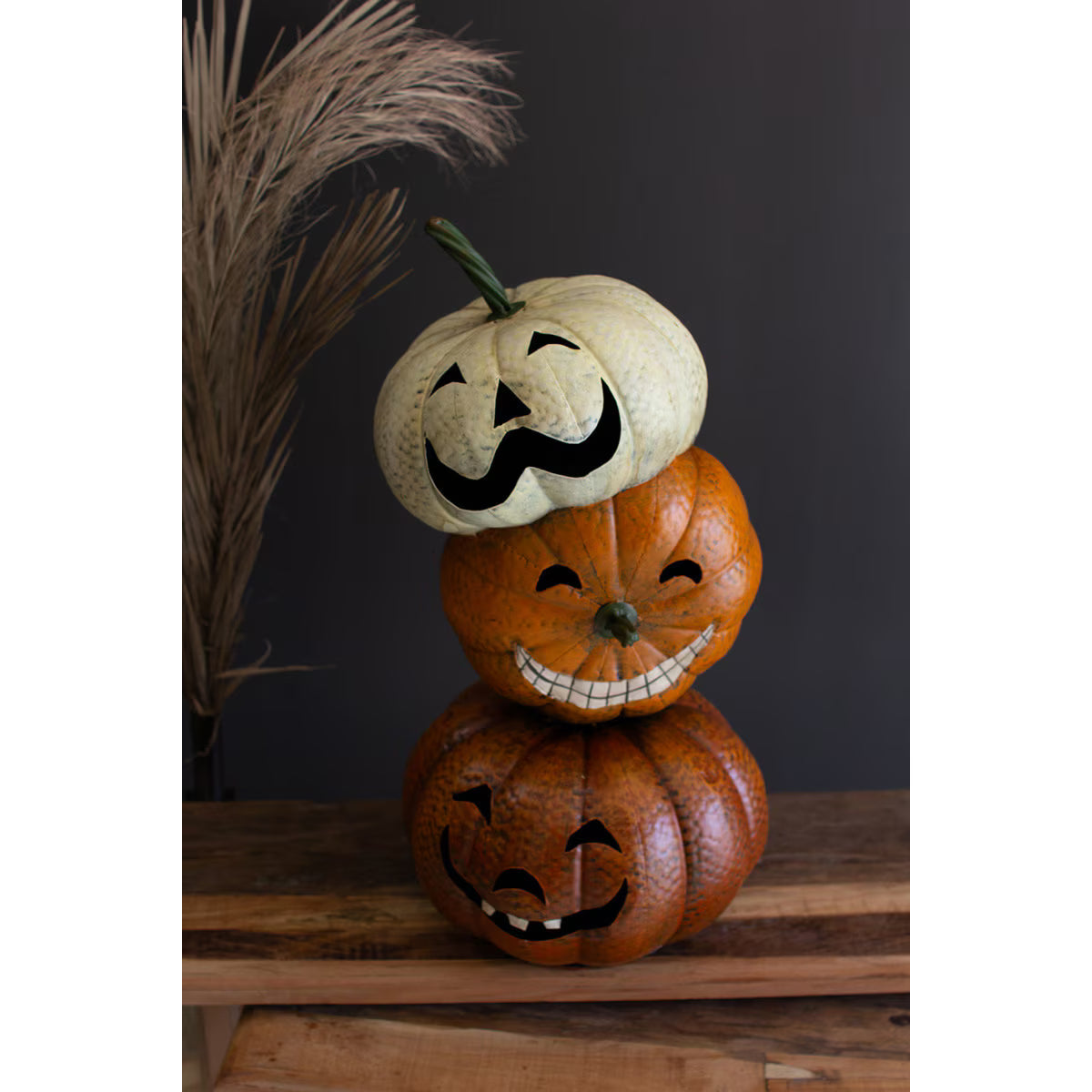 Painted Metal Stacked Jack-O’-Lanterns