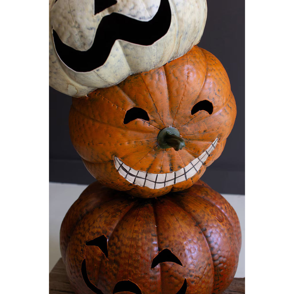 Painted Metal Stacked Jack-O’-Lanterns