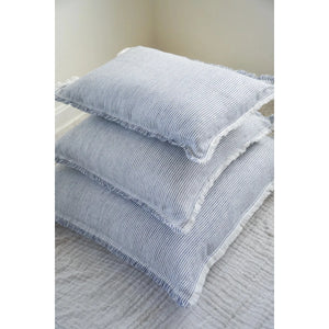 Chambray Blue Pinstripe Linen Pillow | 14" x 20"