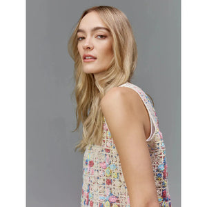 Sleeveless Crochet Crew Neck Top Natural