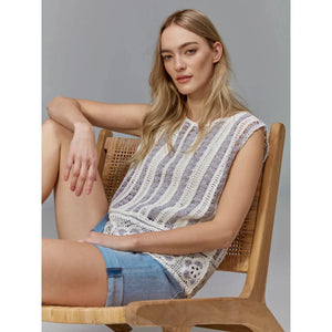 Sleeveless Floral Border Crochet Top | Bluebell